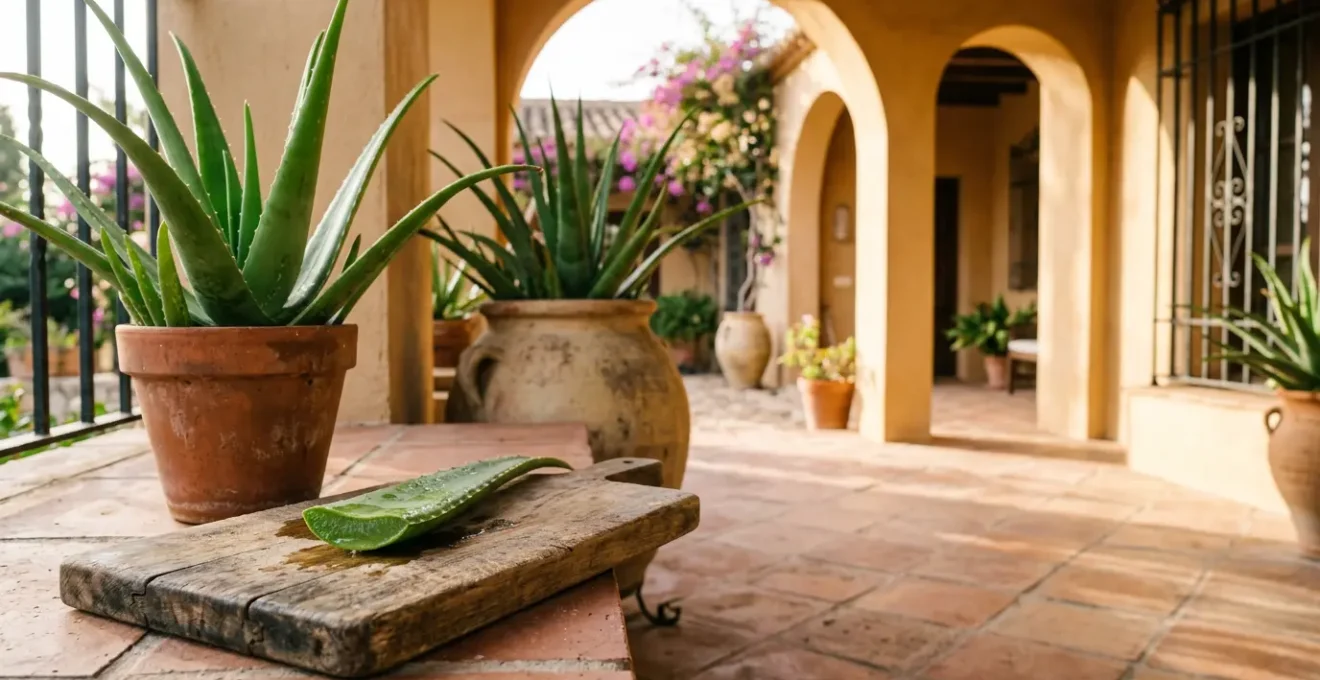 Proceso de extracción del gel de aloe vera fresco de una planta doméstica española