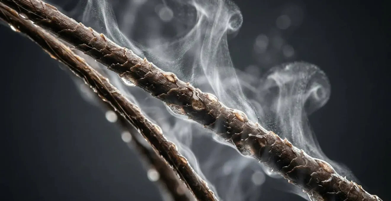 Vista microscópica del vapor dañando la estructura del cabello húmedo cuando se aplica calor