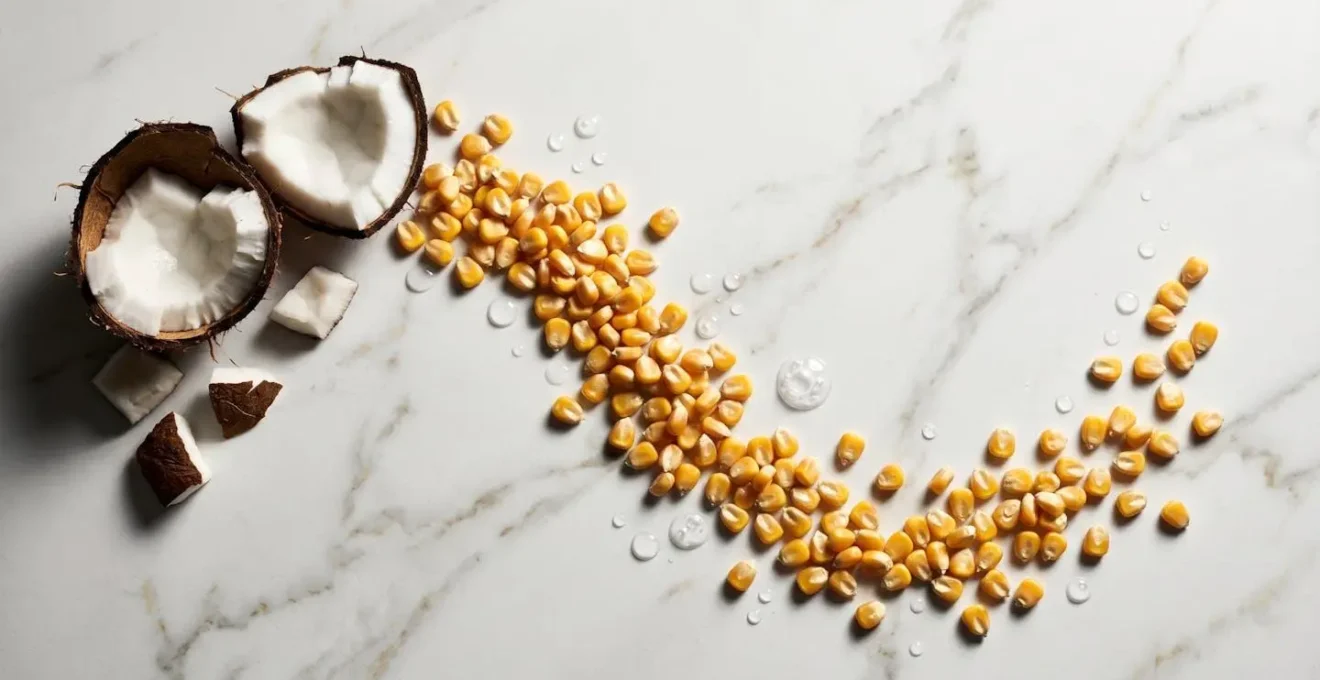 Detalle de ingredientes naturales y tensioactivos suaves para champú sin sulfatos